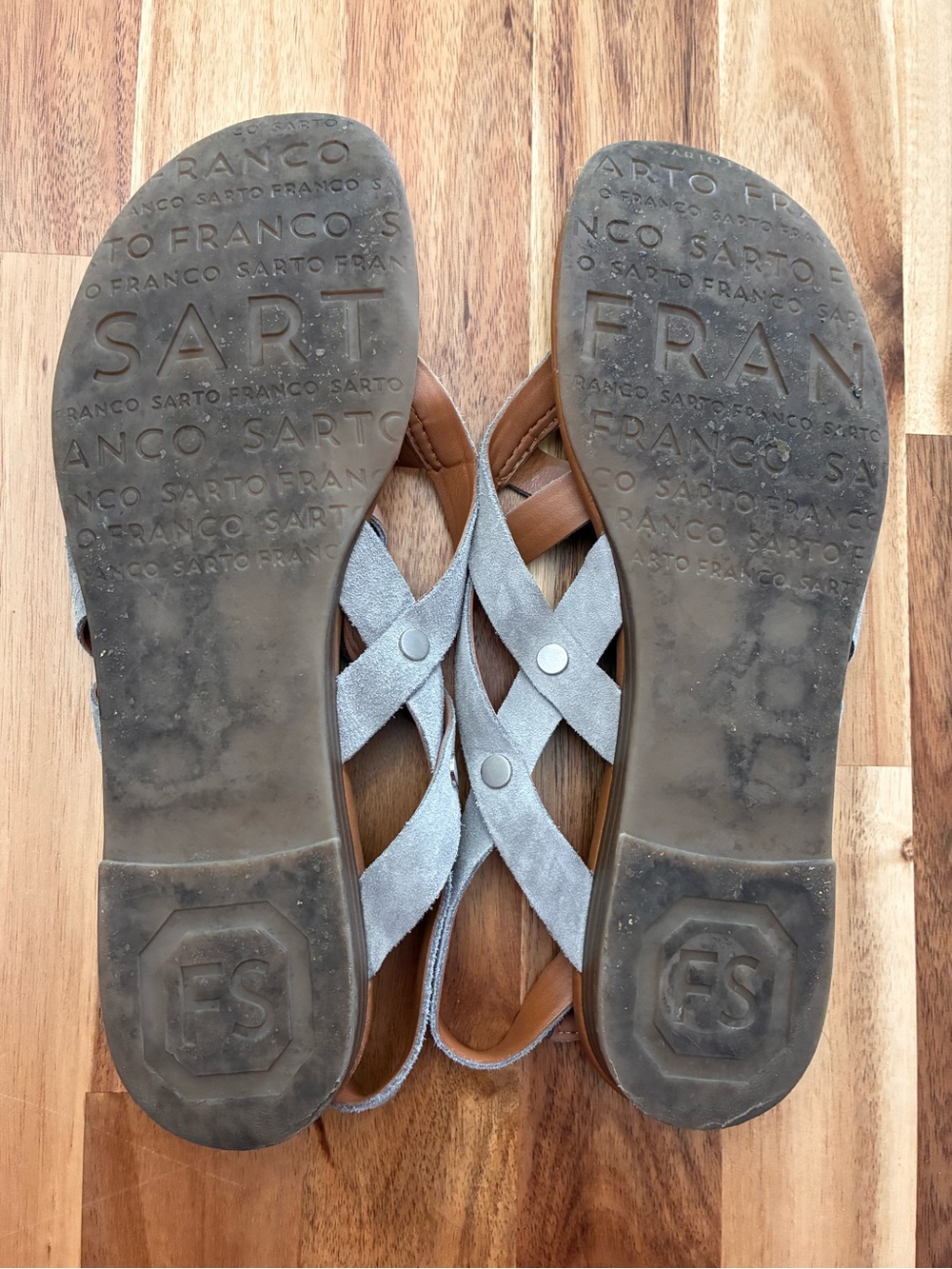 Franco Sarto Gretchen Strappy Sling Back Thong Sandals Gray Suede Women’s Sz 10 - Picture 13 of 14